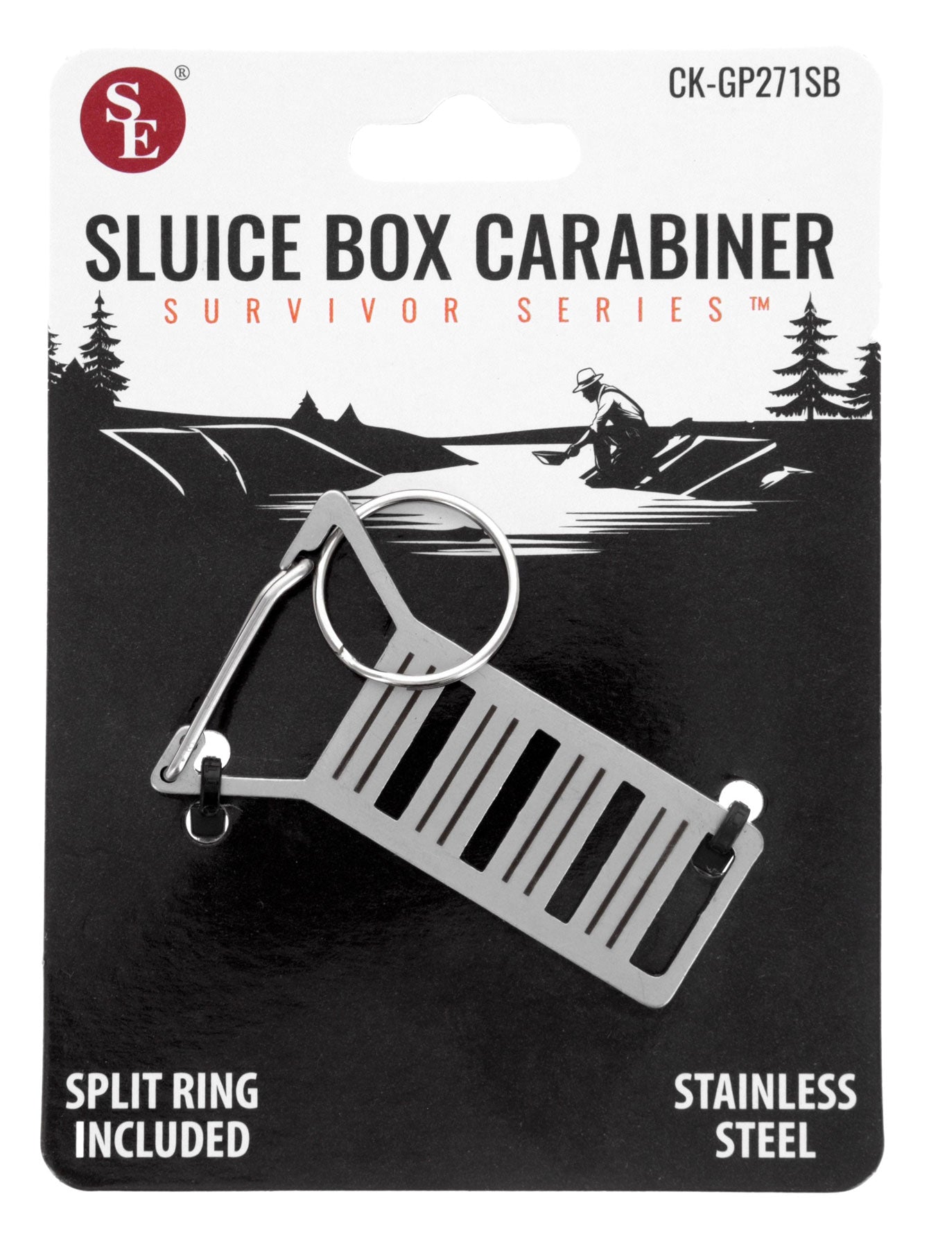 Stainless Steel Sluice Box Carabiner Keychain