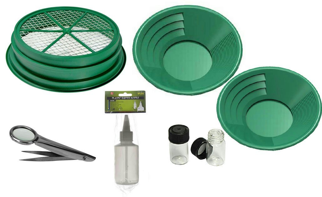 7Pc Gold Panning Kit- with paydirt