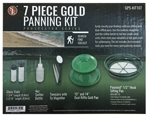 7Pc Gold Panning Kit- with paydirt