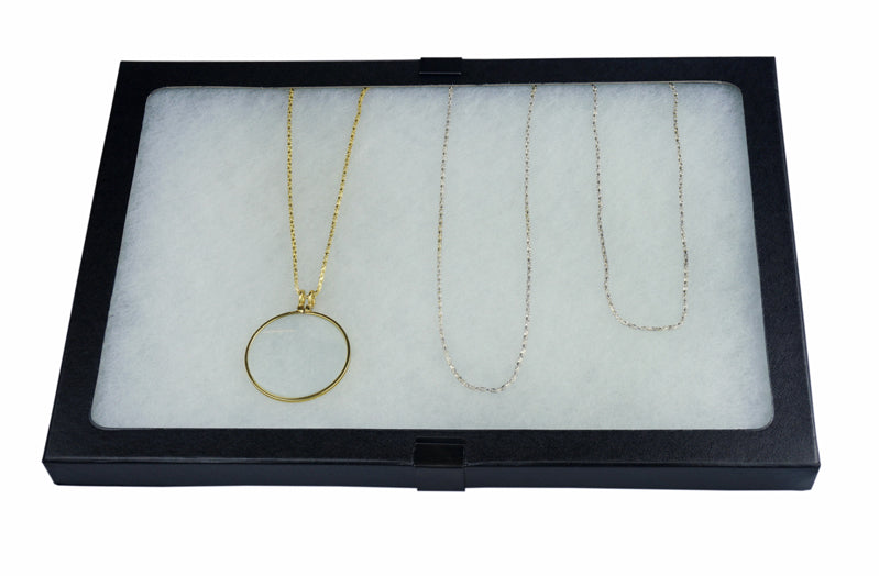 Glass Top Riker Display Box With Metal Clips 12" x 8-1/4" x 3/4"