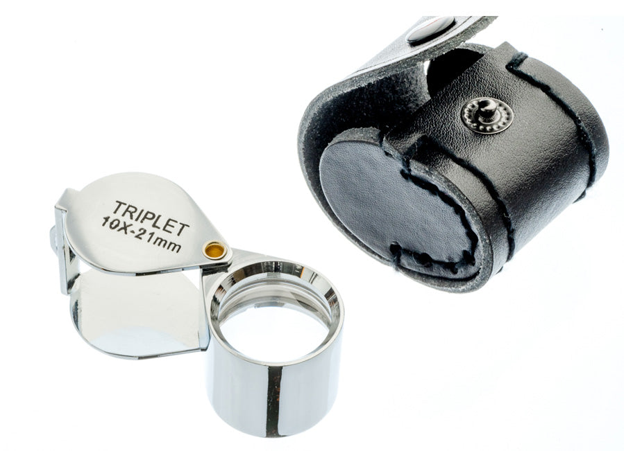 10x21MM Professional Quality Chrome Round Body Triplet Jeweler's Loupe: