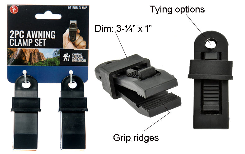 2Pc Durable Plastic Awning Clamp Set