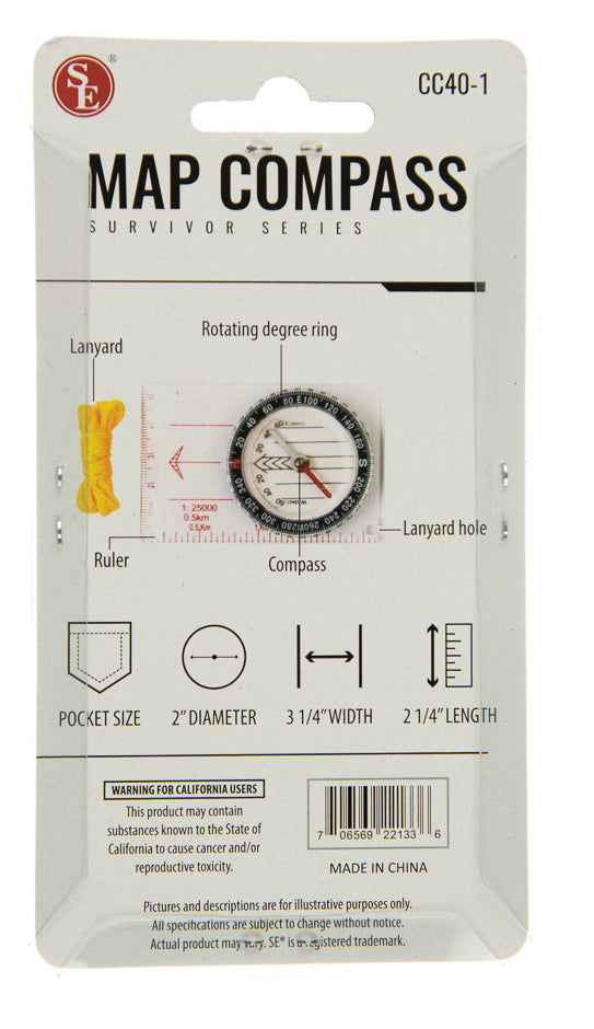 Map Compass with Ruler and Lanyard