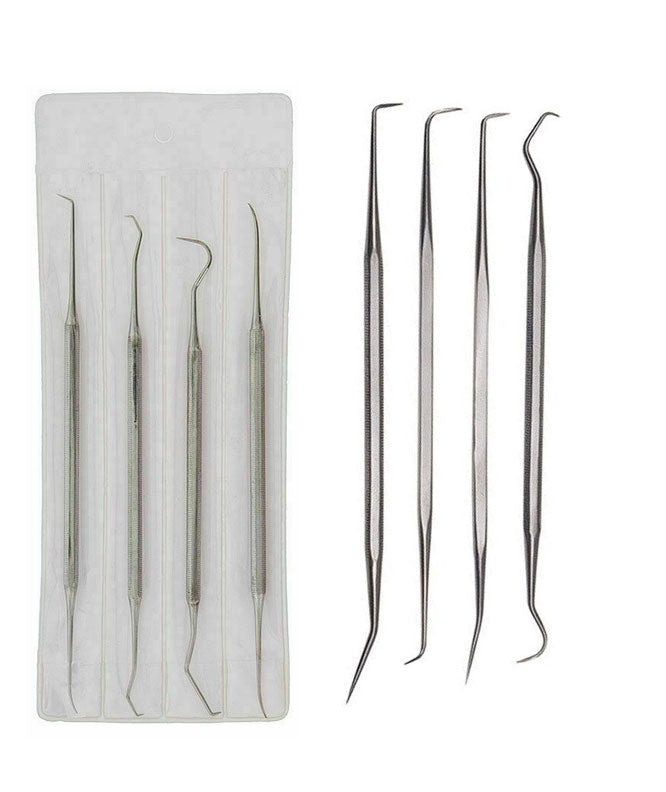 4Pc Double Ended Stainless Steel Pick Set