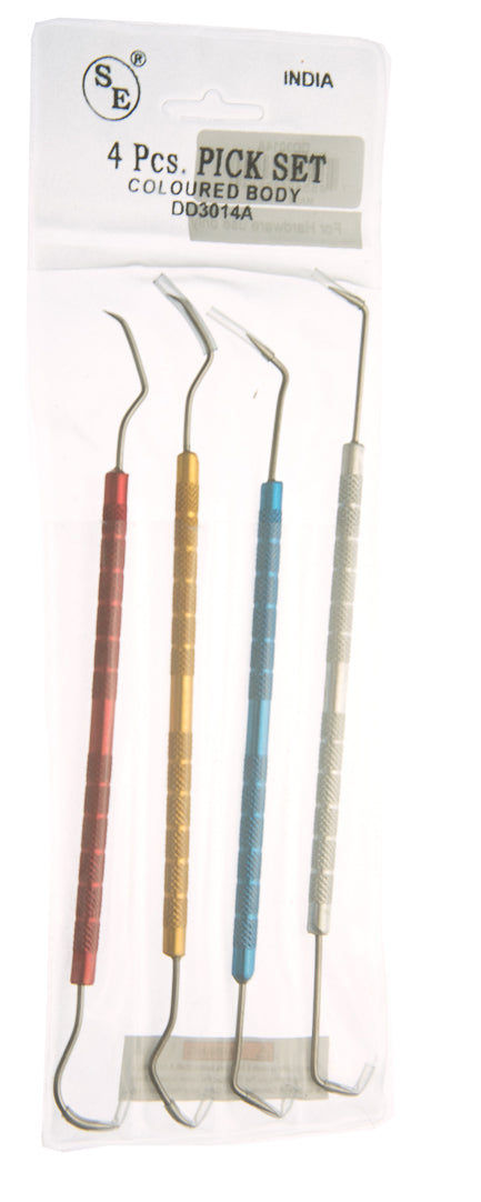 4Pc Double Ended Colored Body Pick Set