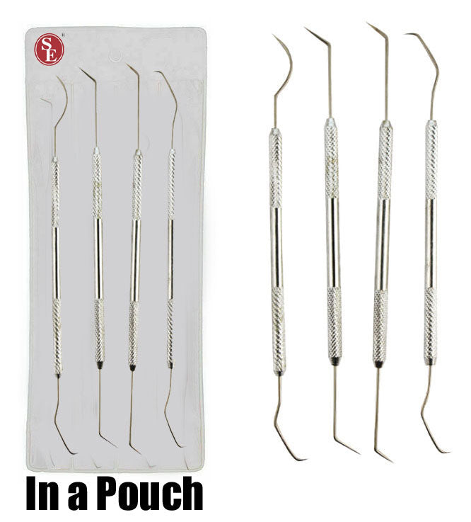 4Pc Double Ended Chrome Plated Pick Set