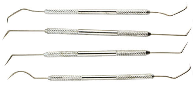 4Pc Double Ended Chrome Plated Pick Set