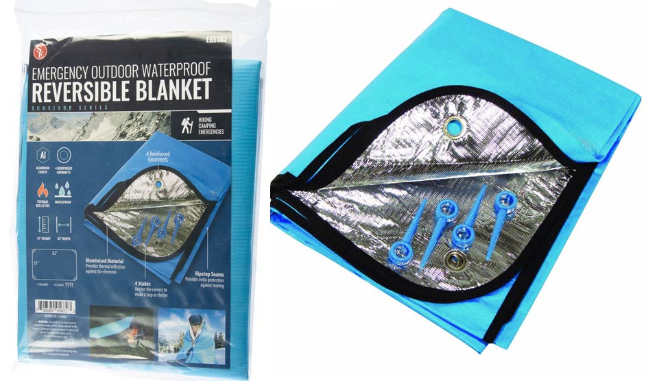 emergency tarp 51"x 82" Emergency Outdoor Waterproof Reversible Blanket/ Tarp – Prospector's Treasure Trove