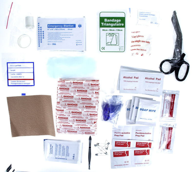100 Piece First Aid Kit Stored in a Waterproof Red Dry Sack