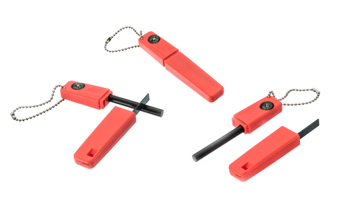 3-IN-1 Firestarter With Ball Keychain (Compass,Flint,Striker & Whistle)