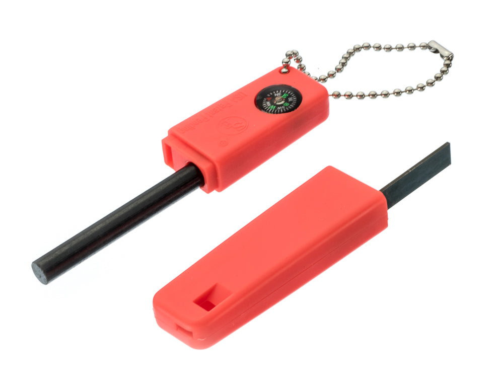 3-IN-1 Firestarter With Ball Keychain (Compass,Flint,Striker & Whistle)