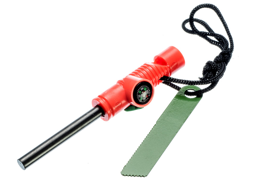 3-IN-1 Flint Fire Starter, Compass & Whistle