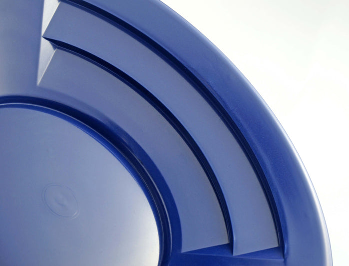 10" Blue Dual Riffle Gold Pan,3" x 1/4" Deep Riffles