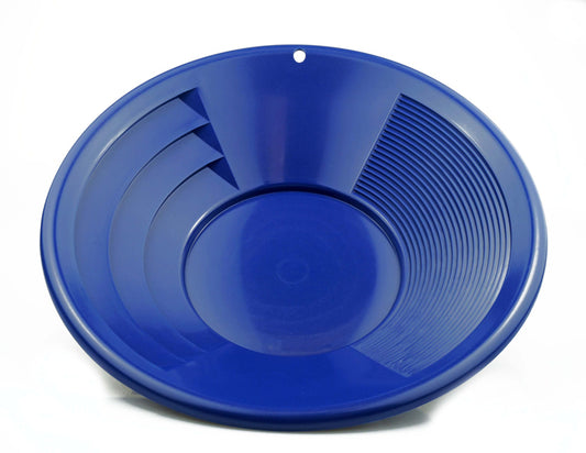 12" Blue Dual Riffle Gold Pan, 3" x 1/4" Deep Riffles