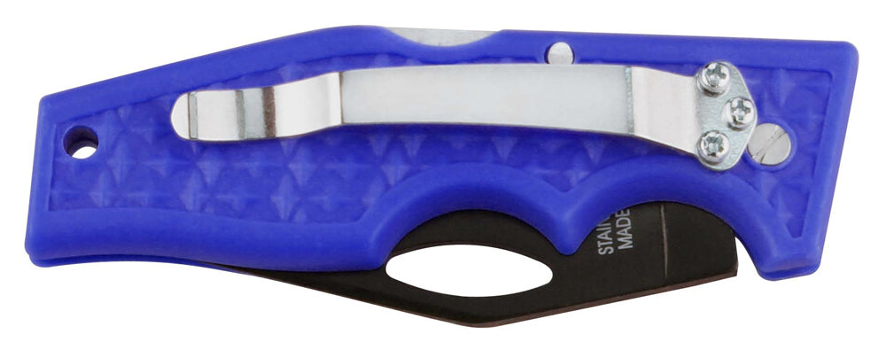 3.5" Folding Lock back Pocket Knife W/Blue Plastic Handle and Clip