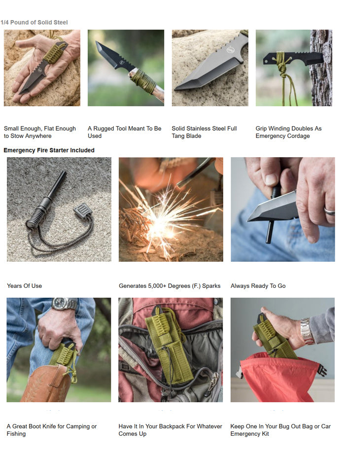 7" Hunting Knife With Fire Starter & Carrying Case,