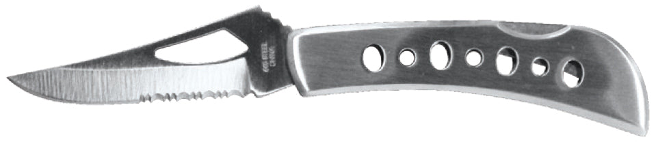 4" Stainless Steel Half Serrated Drop Point Blade Pocket Knife
