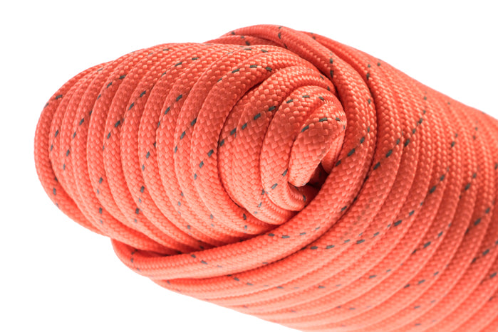 100' x 5/32" Orange with Reflective Tracer 7 Strand Paracord , Pull Strength 550 LBS