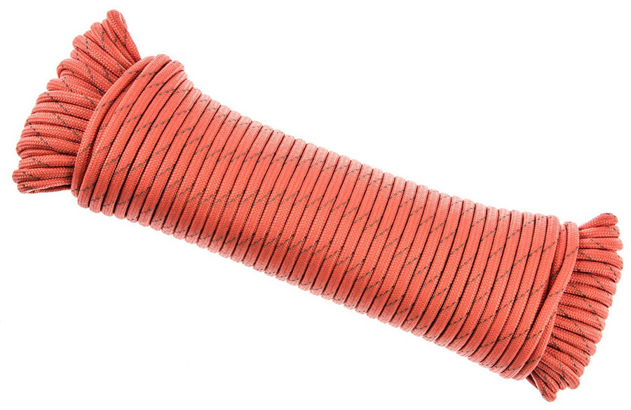 100' x 5/32" Orange with Reflective Tracer 7 Strand Paracord , Pull Strength 550 LBS