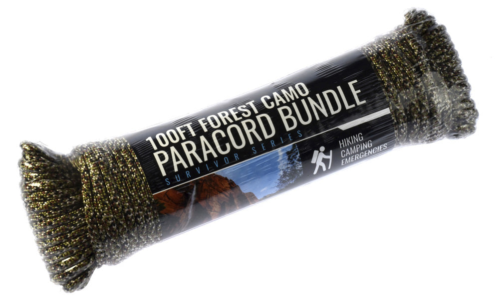 100' x 5/32" Forest Camouflage 7 Strand Paracord , Pull Strength 550 LBS