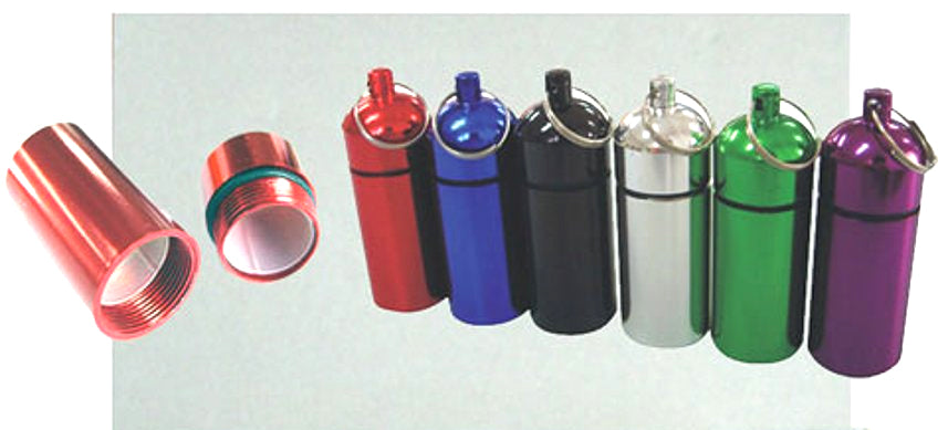 Gold nugget (Pill) Holder with Keychain, Assorted Colors(2-1/2" x 3/4")