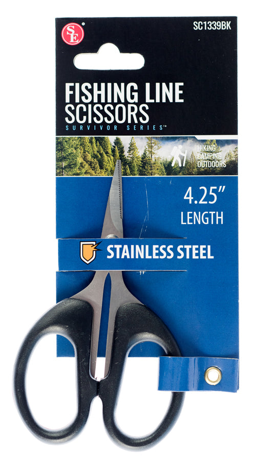 4-1/4" Fishing Line Scissors Stainless Steel Blades With Black Handle