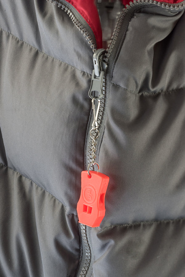 2Pc Plastic Raptor Whistle with Key Chain & Zipper Ring