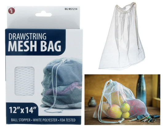 Multipurpose White Drawstring Mesh Bag (12"x 14")