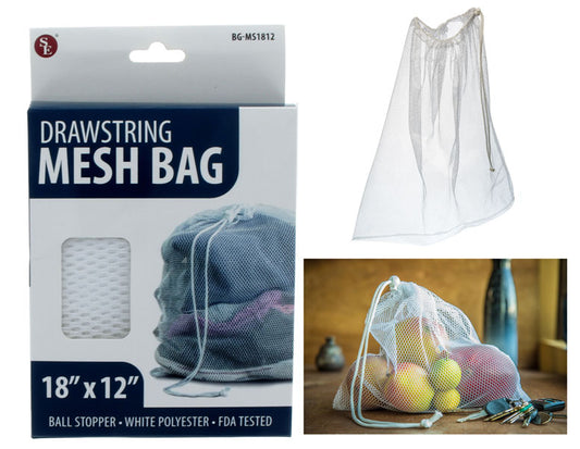 Multipurpose White Drawstring Mesh Bag (18"x12")