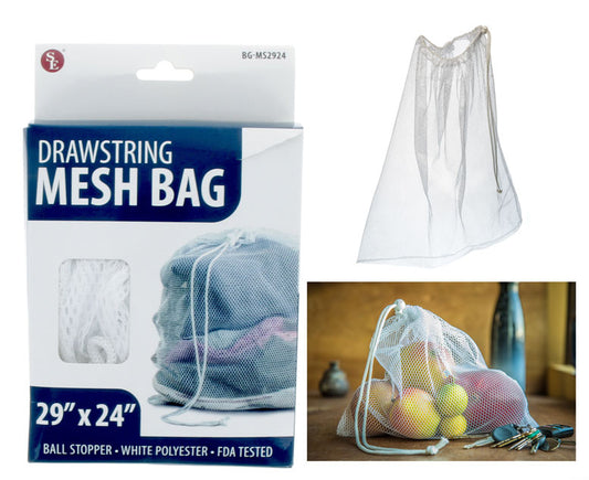 Multipurpose White Drawstring Mesh Bag (29"x 24")