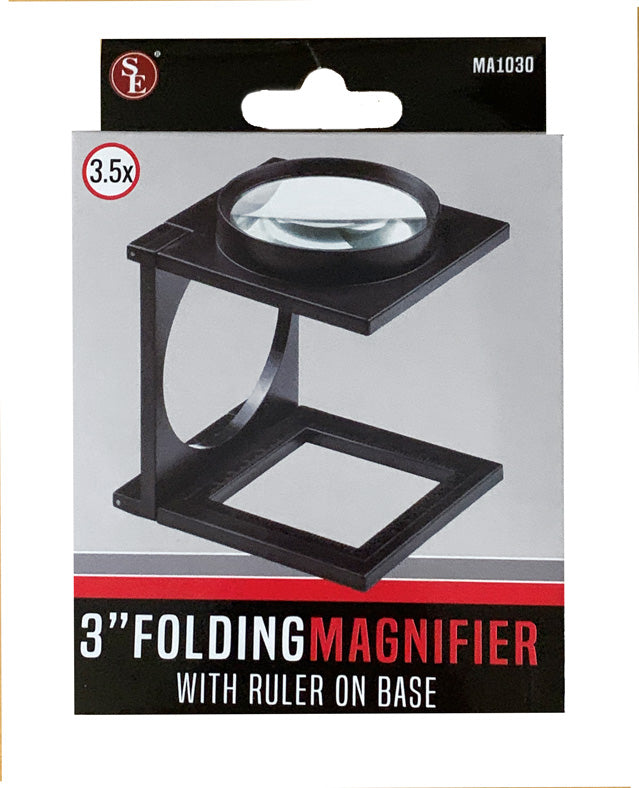3.5X Folding Table Magnifying Glass with 3" Glass Lens & Ruler