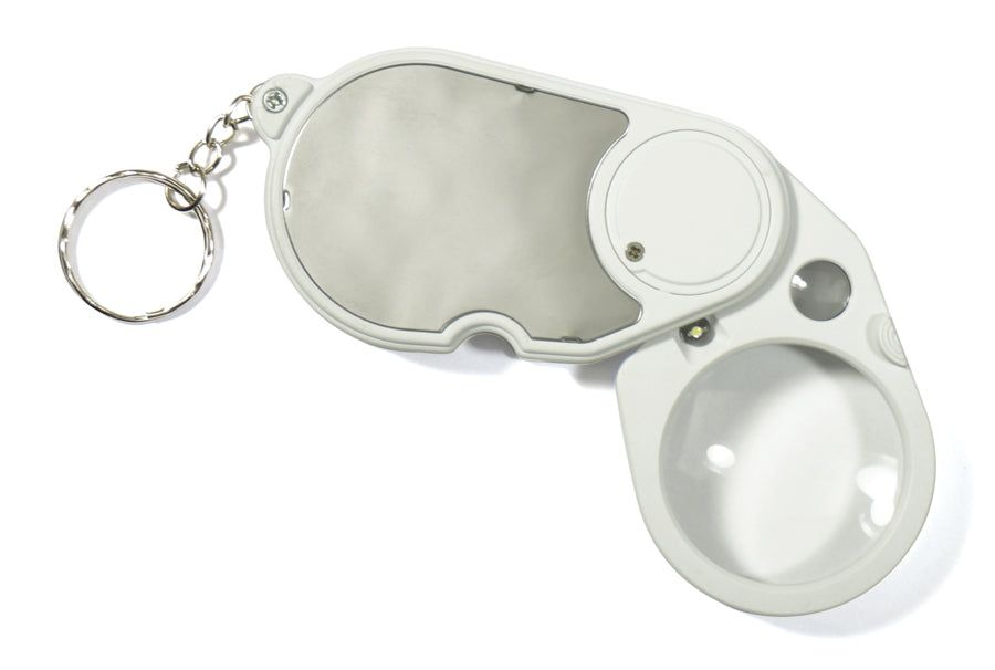Prospector Keychains Dual Acrylic Lens Illuminated Folding Magnifier with Keychain 3x/14x ...