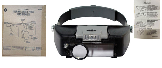 Illuminated Head Magnifier with LED Light – 1.9X, 3.8X & 4.5X Loupe