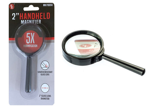 2" Glass Lens Hand Held 5x Magnifier