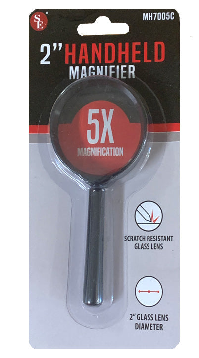 2" Glass Lens Hand Held 5x Magnifier