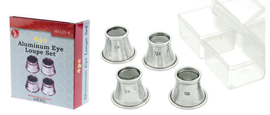 4-piece Premium Quality Aluminum Eye Loupe Set, (2.5x, 5x,7.5x, 10x),