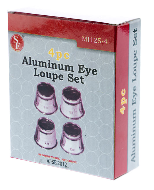 4-piece Premium Quality Aluminum Eye Loupe Set, (2.5x, 5x,7.5x, 10x),