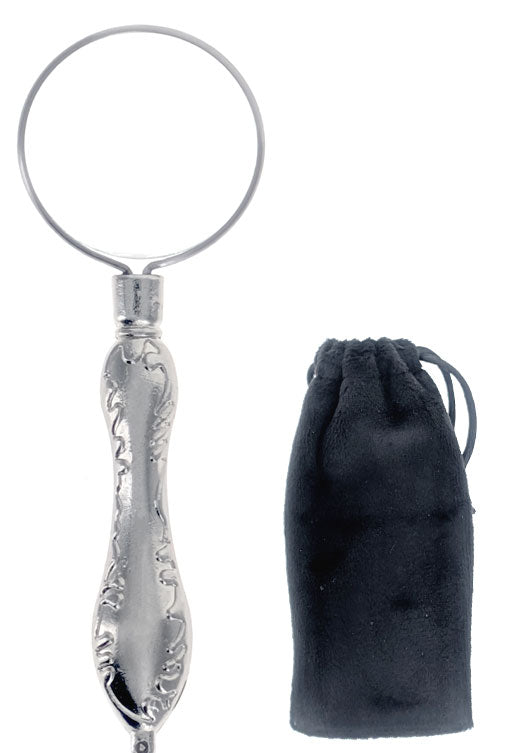 10x -1" Diameter Glass Lens Metal Handheld Magnifier with Cloth Storage Pouch