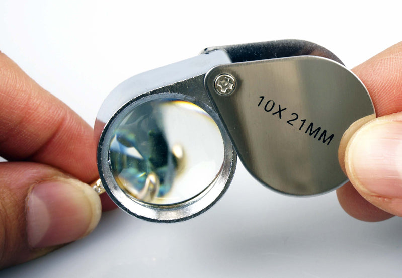 10X 21mm Jeweler's Loupe – Chrome Round Metal with Storage Case