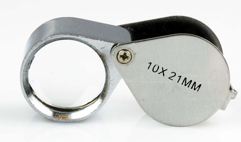 10X 21mm Jeweler's Loupe – Chrome Round Metal with Storage Case