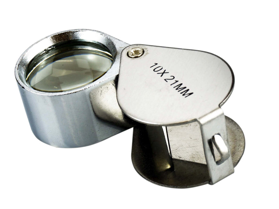 10X 21mm Jeweler's Loupe – Chrome Round Metal with Storage Case