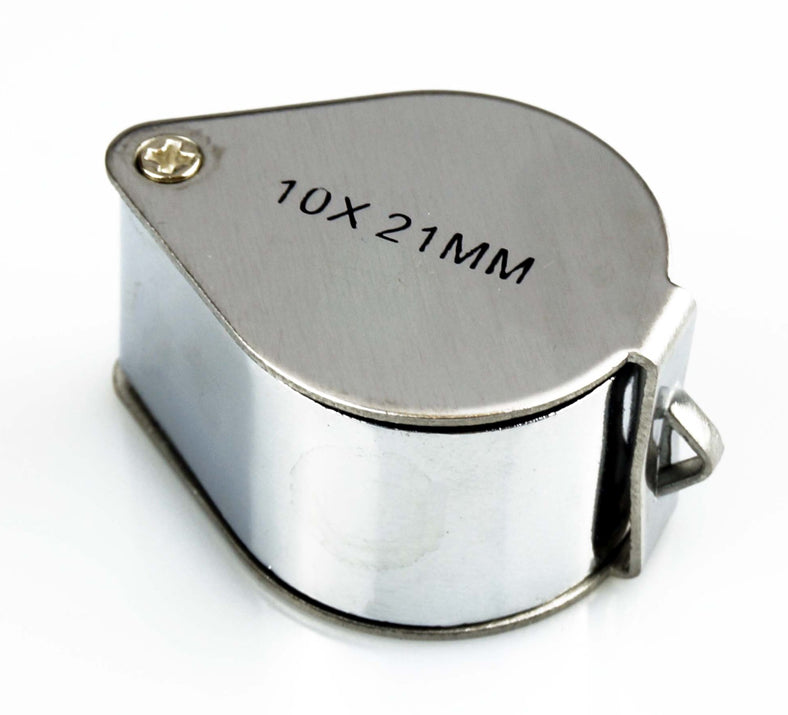 10X 21mm Jeweler's Loupe – Chrome Round Metal with Storage Case
