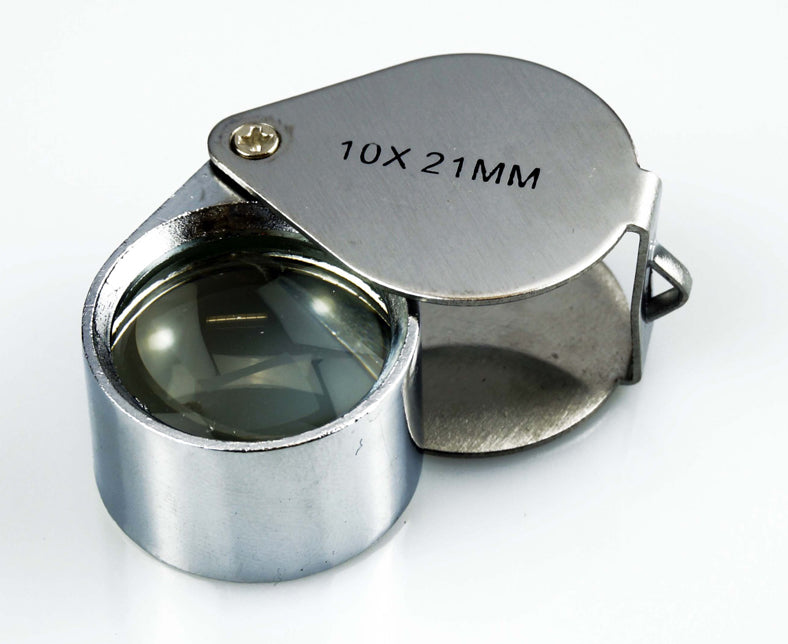 10X 21mm Jeweler's Loupe – Chrome Round Metal with Storage Case