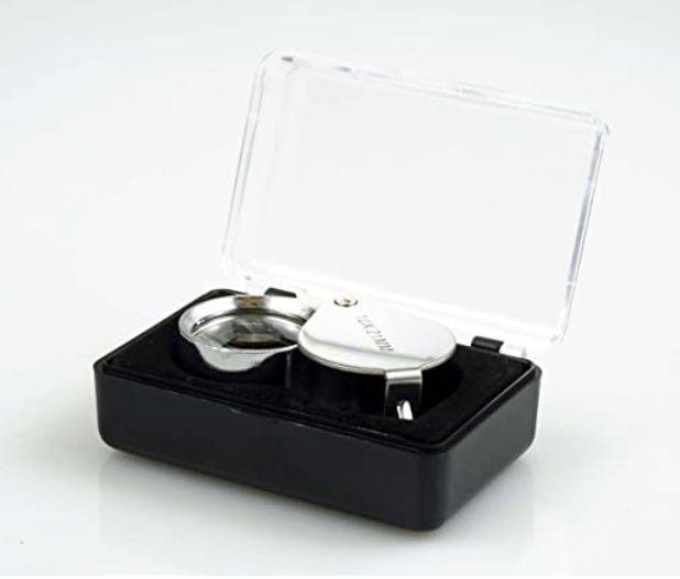 10X 21mm Jeweler's Loupe – Chrome Round Metal with Storage Case