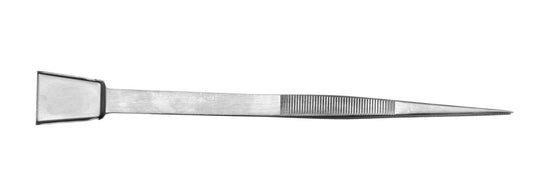7" Serrated Tip Stainless Steel Tweezer With Gem Tray
