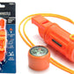 5-IN-1 Orange Survival Whistle With Compass, Signaling Mirror & Lanyard