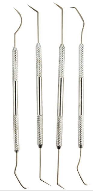 4Pc Double Ended Chrome Plated Pick Set