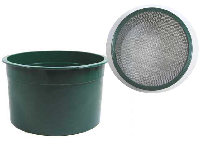 6" Green Mini Stackable Sifting Pans: 30 Holes per Sq. Inch