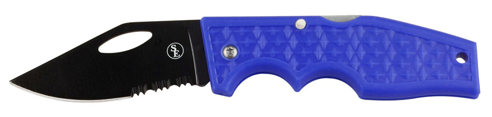 3.5" Folding Lock back Pocket Knife W/Blue Plastic Handle and Clip