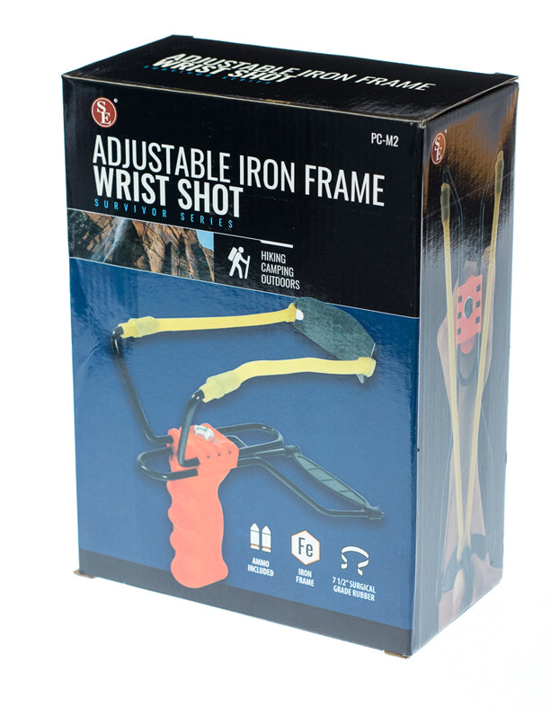 Adjustable Wrist-Brace Large Slingshot With Orange Sturdy Iron Frame Molded Grip